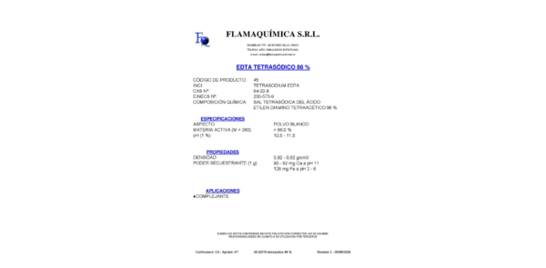 EDTA TETRASÓDICO