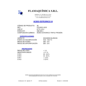 ÁCIDO ESTEÁRICO TRIPLE PRESIÓN