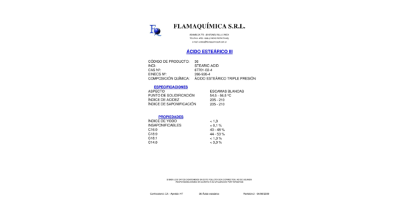 ÁCIDO ESTEÁRICO TRIPLE PRESIÓN