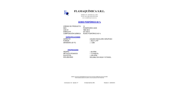 ÁCIDO FOSFÓRICO FG