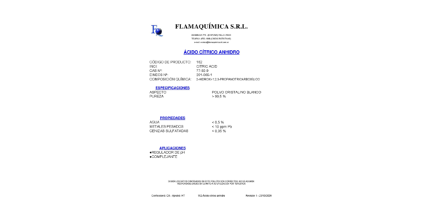 ÁCIDO CÍTRICO ANHIDRO